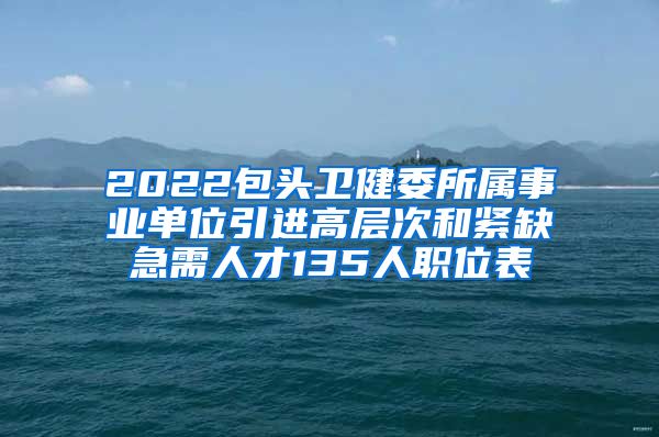 2022包头卫健委所属事业单位引进高层次和紧缺急需人才135人职位表