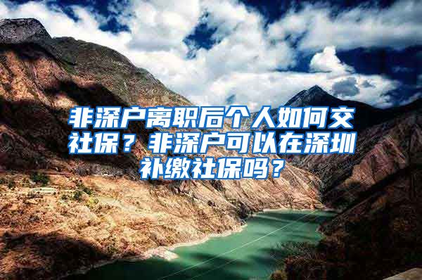 非深户离职后个人如何交社保？非深户可以在深圳补缴社保吗？