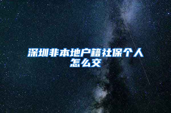 深圳非本地户籍社保个人怎么交