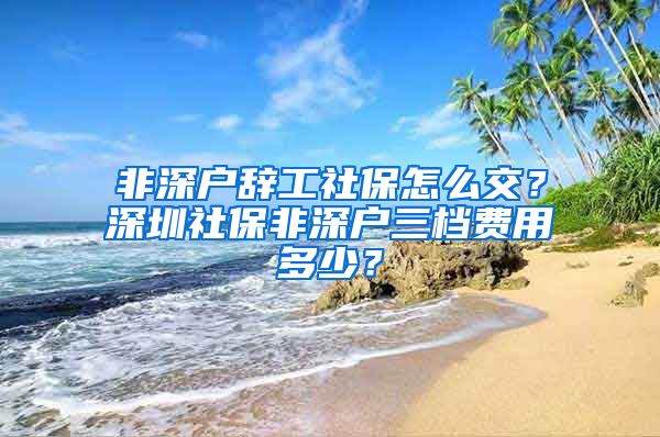 非深户辞工社保怎么交？深圳社保非深户三档费用多少？