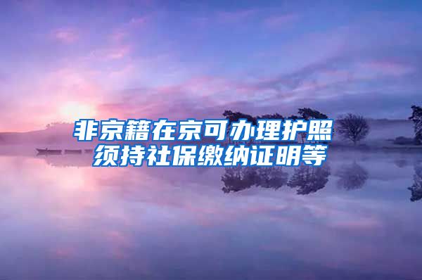 非京籍在京可办理护照 须持社保缴纳证明等