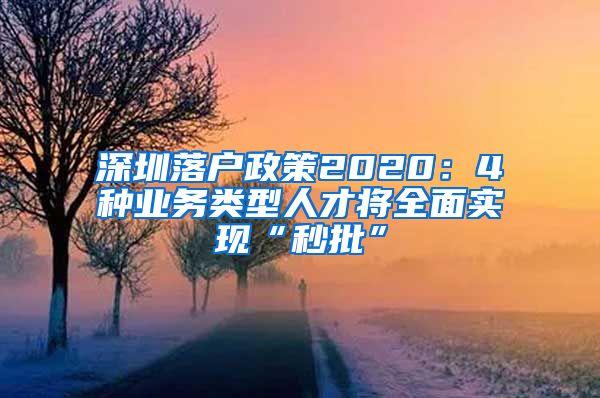 深圳落户政策2020：4种业务类型人才将全面实现“秒批”