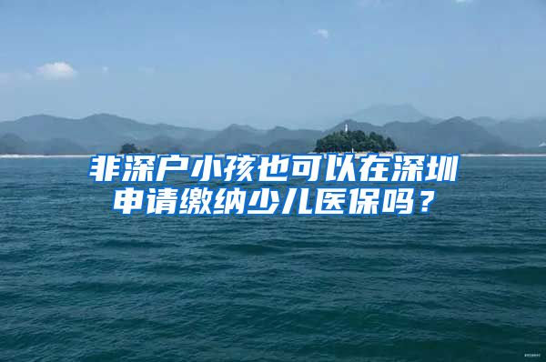 非深户小孩也可以在深圳申请缴纳少儿医保吗？