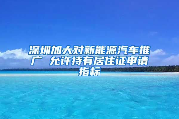 深圳加大对新能源汽车推广 允许持有居住证申请指标