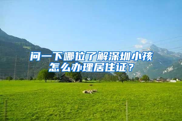 问一下哪位了解深圳小孩怎么办理居住证？