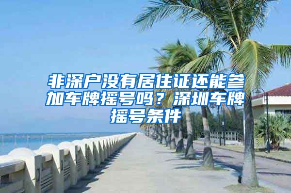 非深户没有居住证还能参加车牌摇号吗？深圳车牌摇号条件