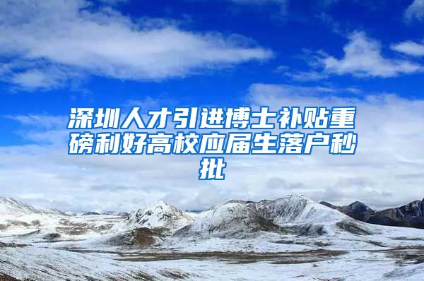 深圳人才引进博士补贴重磅利好高校应届生落户秒批