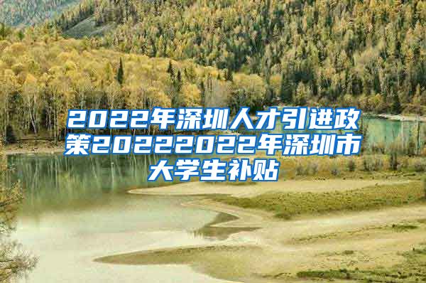 2022年深圳人才引进政策20222022年深圳市大学生补贴