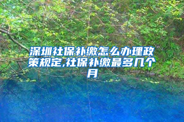 深圳社保补缴怎么办理政策规定,社保补缴最多几个月