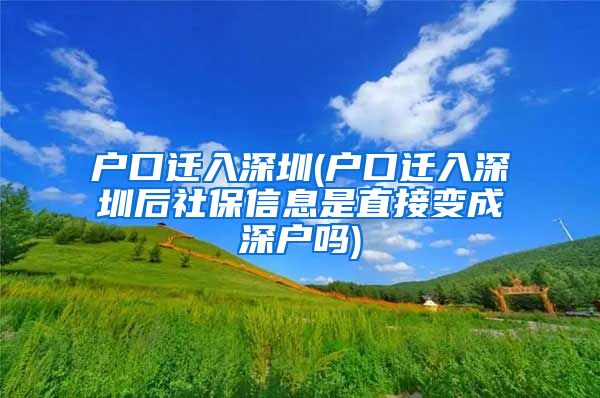 户口迁入深圳(户口迁入深圳后社保信息是直接变成深户吗)