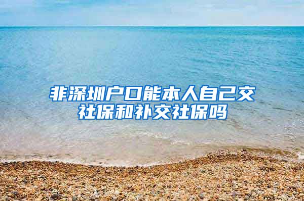 非深圳户口能本人自己交社保和补交社保吗