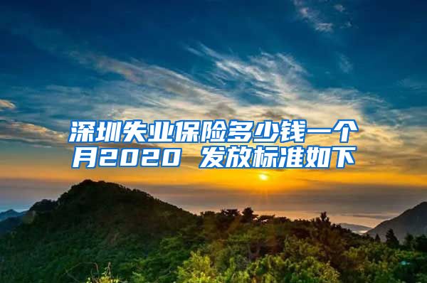 深圳失业保险多少钱一个月2020 发放标准如下