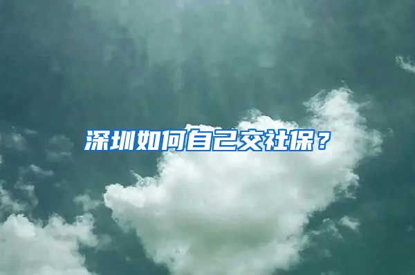 深圳如何自己交社保？