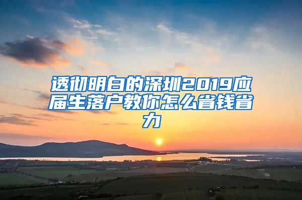 透彻明白的深圳2019应届生落户教你怎么省钱省力