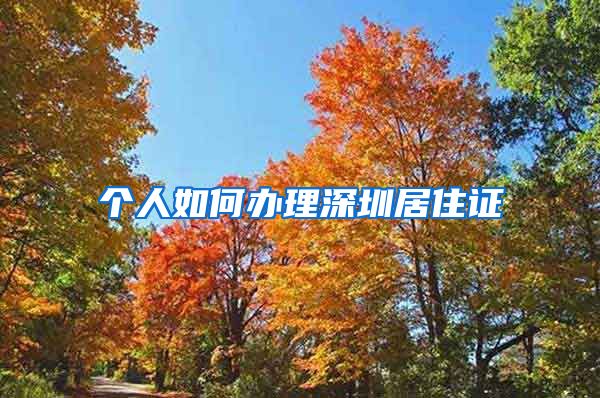 个人如何办理深圳居住证