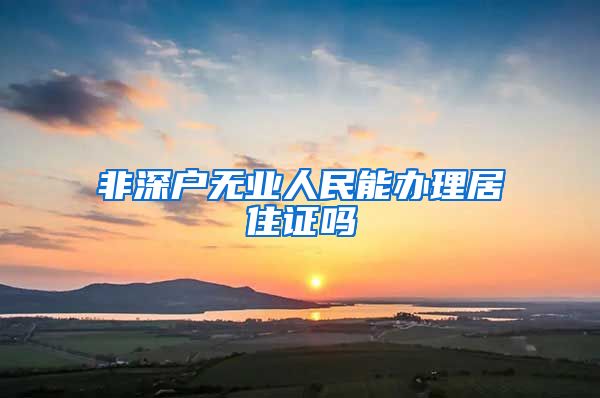 非深户无业人民能办理居住证吗