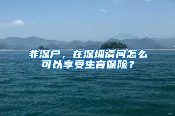 非深户，在深圳请问怎么可以享受生育保险？