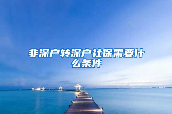 非深户转深户社保需要什么条件