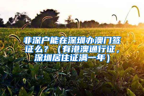 非深户能在深圳办澳门签证么？（有港澳通行证，深圳居住证满一年）