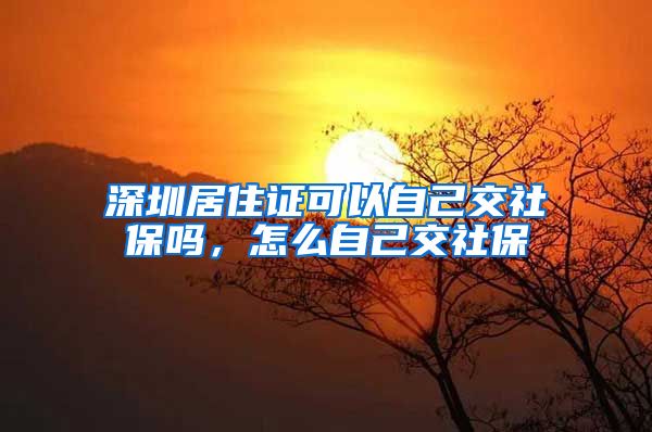 深圳居住证可以自己交社保吗，怎么自己交社保