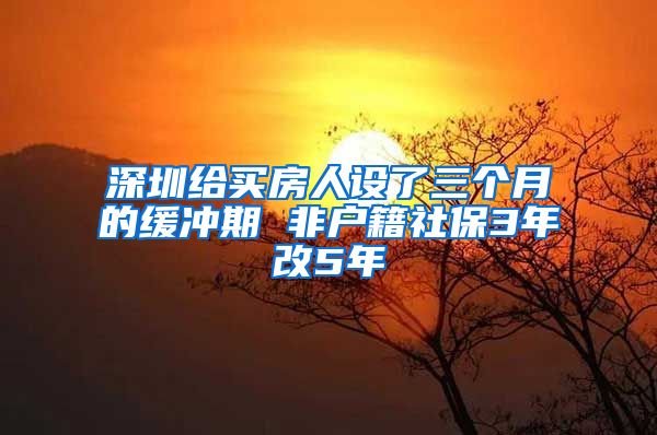 深圳给买房人设了三个月的缓冲期 非户籍社保3年改5年