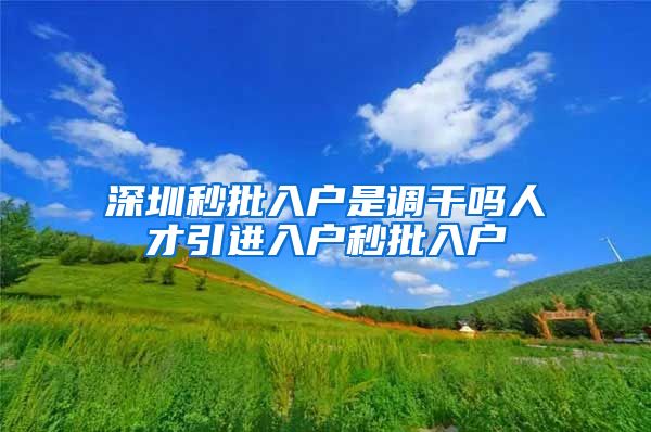 深圳秒批入户是调干吗人才引进入户秒批入户