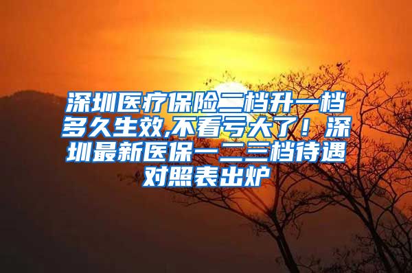 深圳医疗保险二档升一档多久生效,不看亏大了！深圳最新医保一二三档待遇对照表出炉