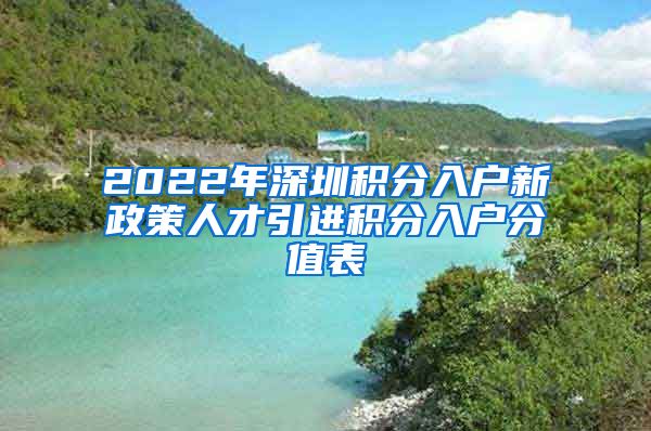 2022年深圳积分入户新政策人才引进积分入户分值表