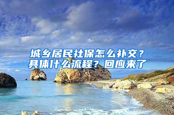 城乡居民社保怎么补交？具体什么流程？回应来了