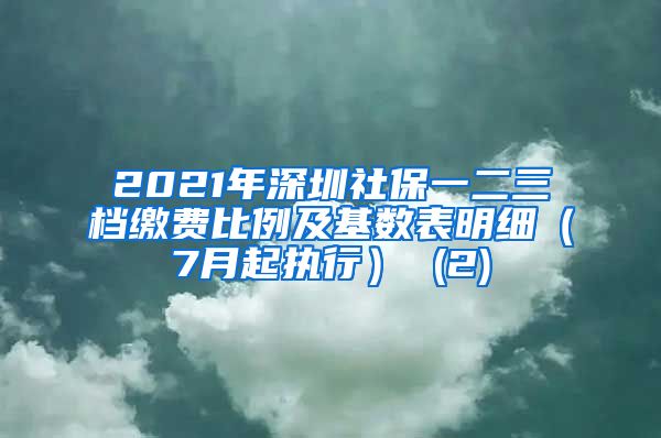 2021年深圳社保一二三档缴费比例及基数表明细（7月起执行） (2)