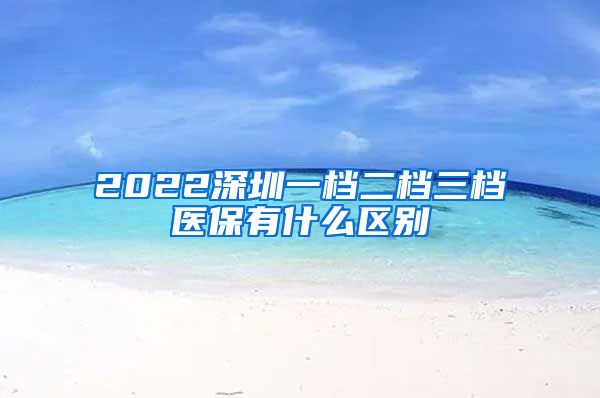 2022深圳一档二档三档医保有什么区别