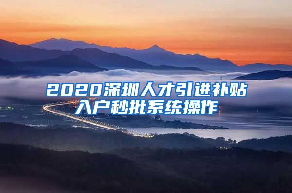 2020深圳人才引进补贴入户秒批系统操作