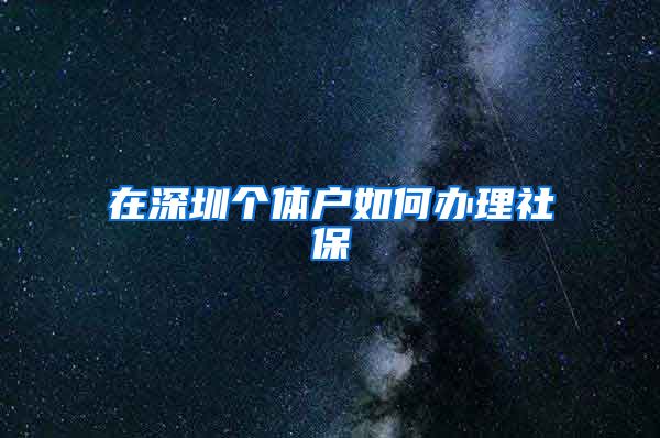 在深圳个体户如何办理社保