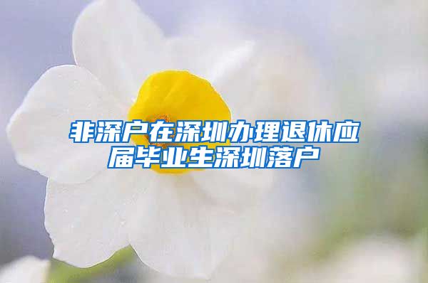 非深户在深圳办理退休应届毕业生深圳落户