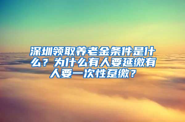 深圳领取养老金条件是什么？为什么有人要延缴有人要一次性趸缴？