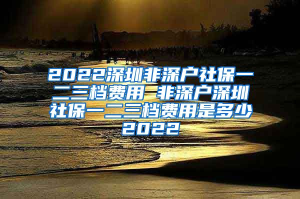 2022深圳非深户社保一二三档费用 非深户深圳社保一二三档费用是多少2022