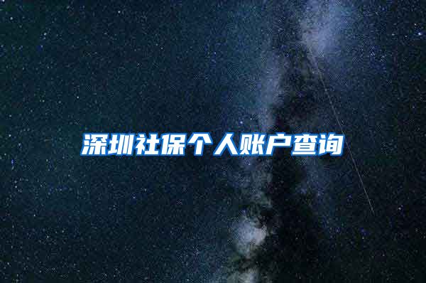 深圳社保个人账户查询