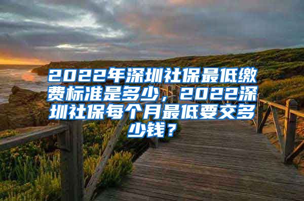 2022年深圳社保最低缴费标准是多少，2022深圳社保每个月最低要交多少钱？