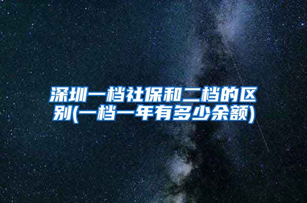 深圳一档社保和二档的区别(一档一年有多少余额)