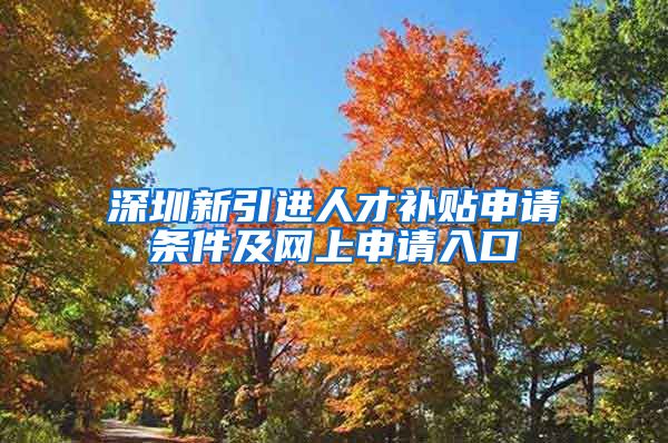 深圳新引进人才补贴申请条件及网上申请入口