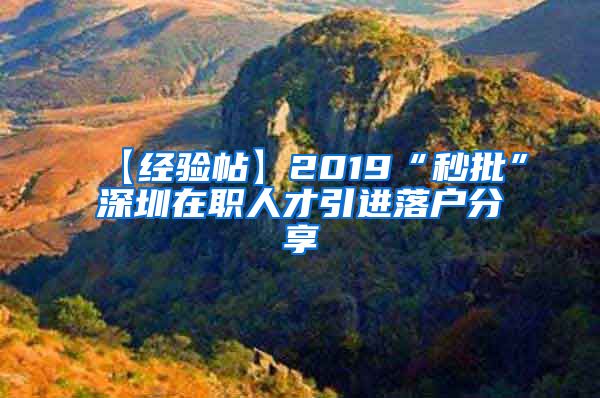 【经验帖】2019“秒批”深圳在职人才引进落户分享