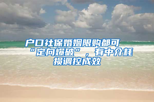 户口社保婚姻限购都可“定向爆破”，有中介耗损调控成效