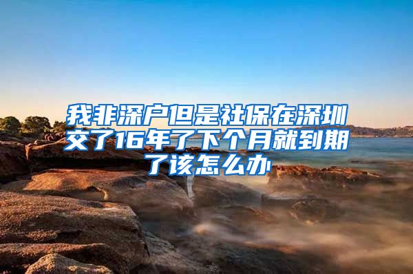 我非深户但是社保在深圳交了16年了下个月就到期了该怎么办