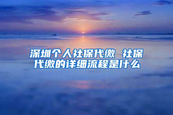 深圳个人社保代缴 社保代缴的详细流程是什么