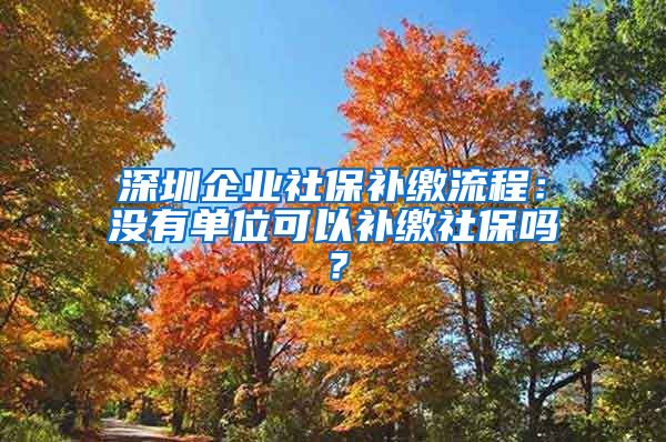 深圳企业社保补缴流程：没有单位可以补缴社保吗？