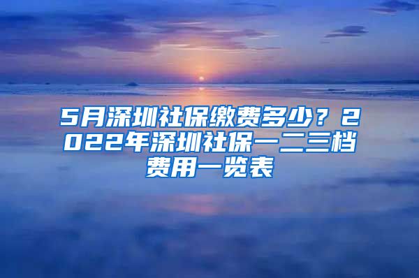 5月深圳社保缴费多少？2022年深圳社保一二三档费用一览表