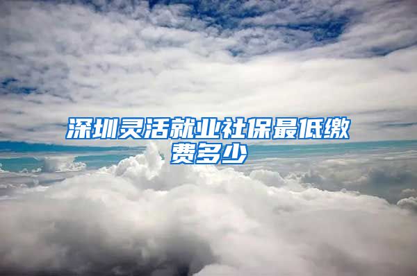 深圳灵活就业社保最低缴费多少