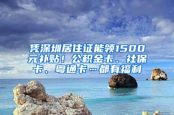 凭深圳居住证能领1500元补贴！公积金卡、社保卡、粤通卡…都有福利