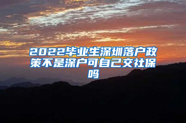 2022毕业生深圳落户政策不是深户可自己交社保吗