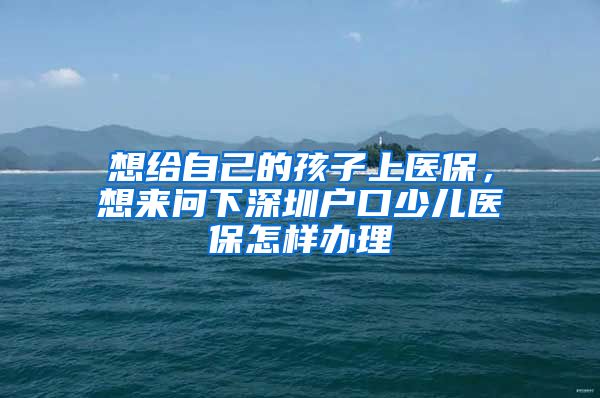 想给自己的孩子上医保，想来问下深圳户口少儿医保怎样办理